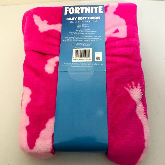 Fortnite Silky Soft Plush Throw Pink Silhouette Figures - Picture 4 of 5